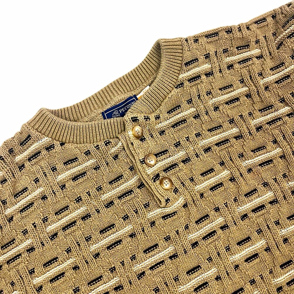 Peconic Bay Traders 90’s 3D Weave Knit Cotton Pullover Sweater Men’s L Grandpa